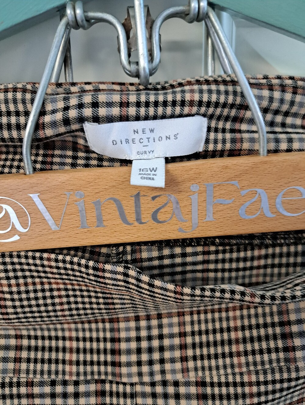 NEW DIRECTIONS Plaid Pants - Tan/Black - Picture 3 of 8